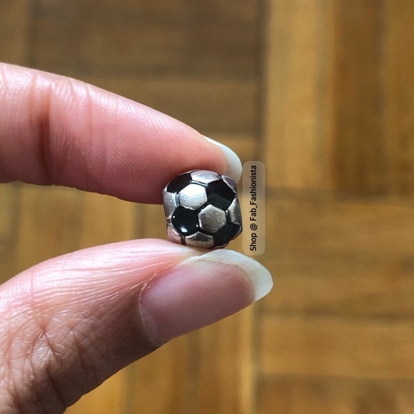 Pandora sterling silver & black onyx soccer charm - Picture 1 of 3
